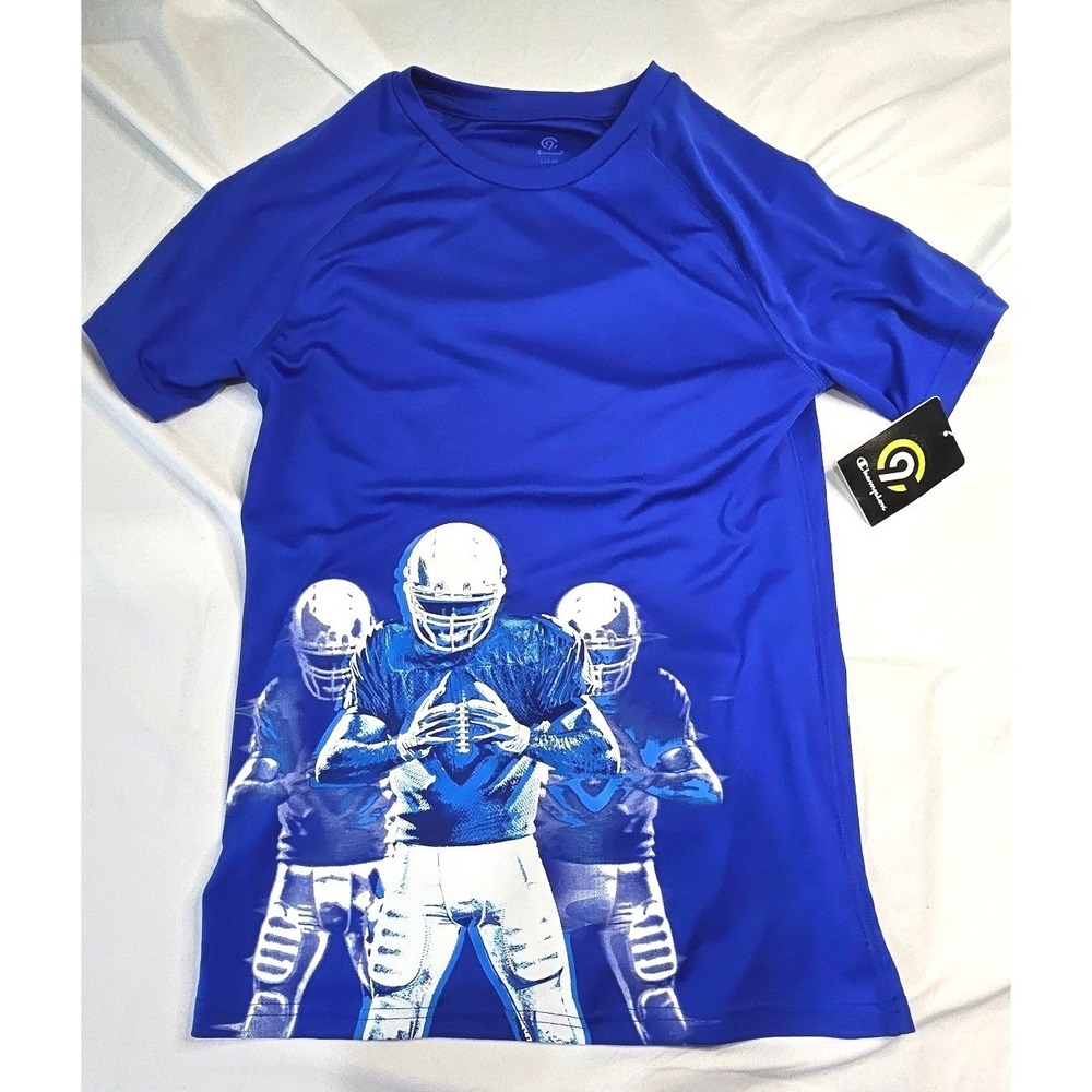 C9 Champion‎ Boys Blue Football Graphic Duo Dry Performance T-Shirt Size L 12-14